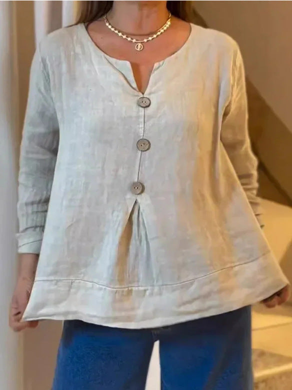 Damen elegante Bluse mit Knopfleiste und luftiger Passform WW