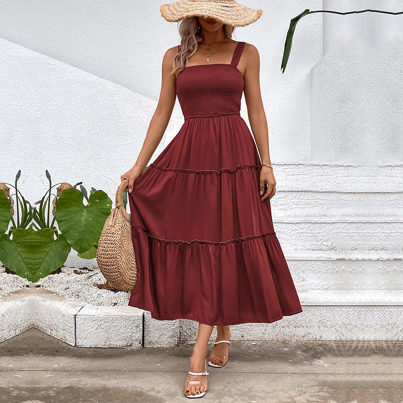 Damen Maxikleid mit Rüschensaum und elastischem Oberteil WW