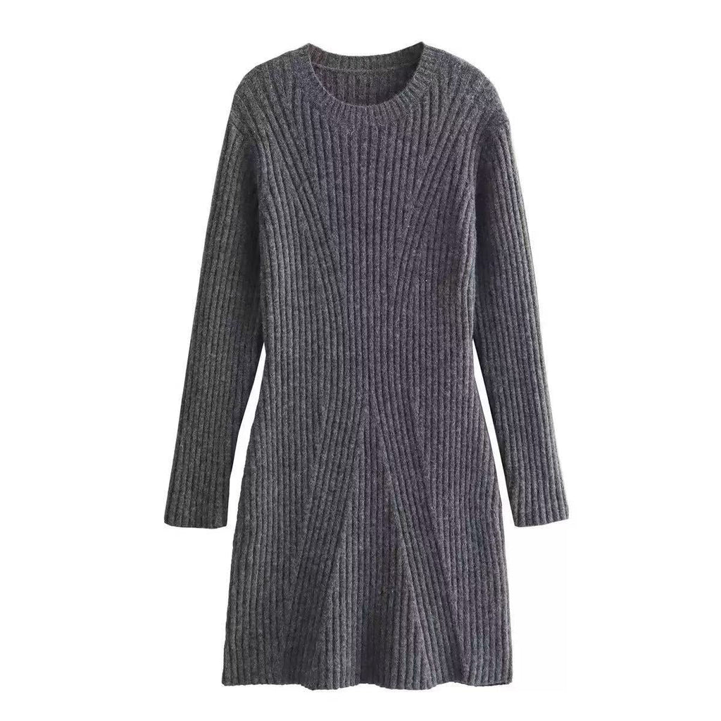 Damen Strickkleid mit moderner Rippstruktur und stylischem Schnitt WW