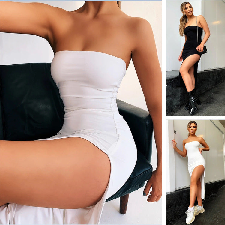 Damen Figurbetontes Sommerkleid mit elegantem Bein-Schlitz WW
