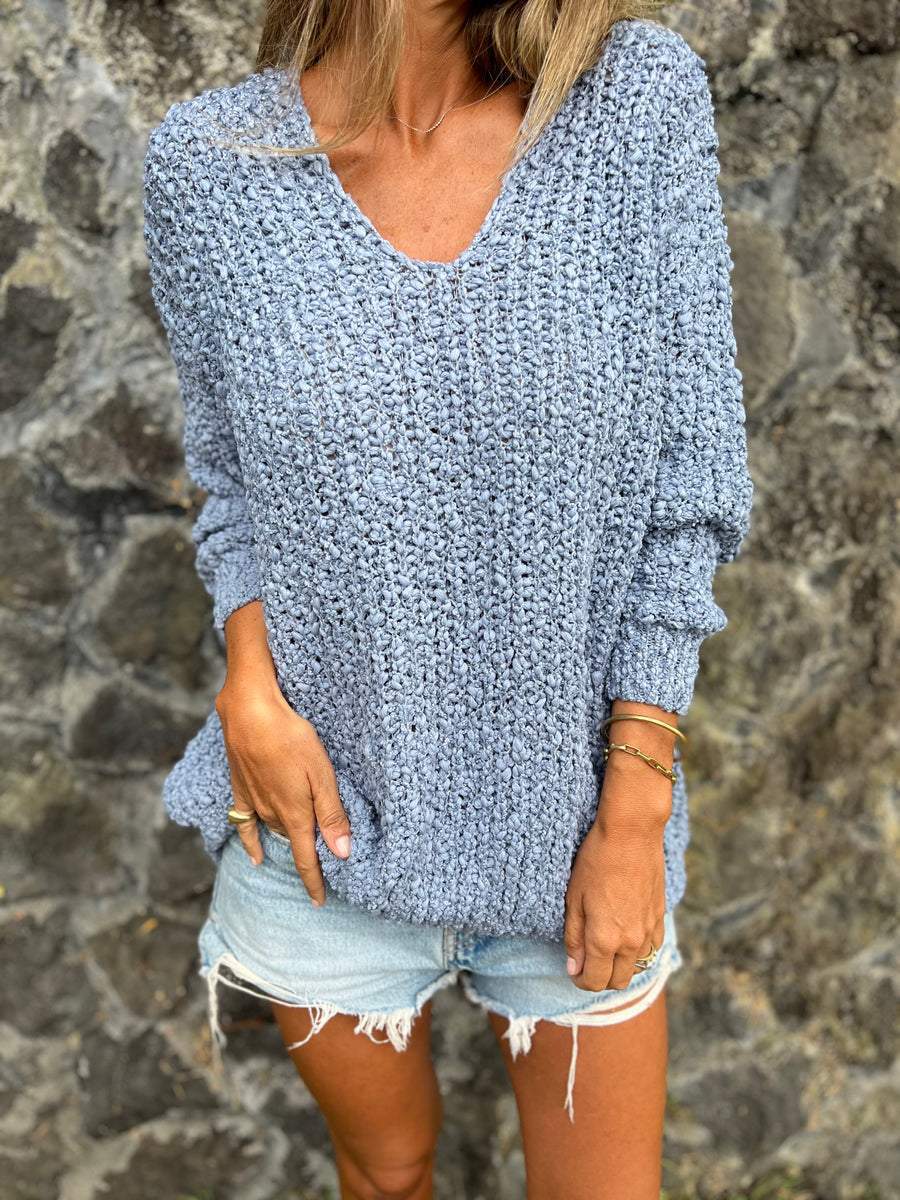 Damen Strickpullover mit V-Ausschnitt und lässigem Schnitt WW