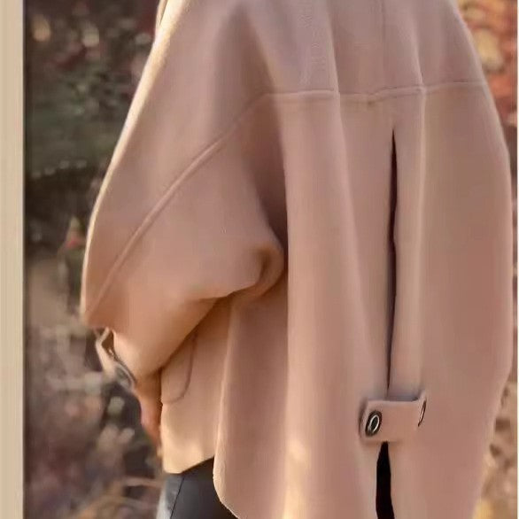 Damen modische und warme Wollejacke mit praktischen Taschen WW