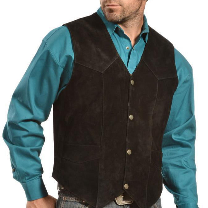 Herren Wildlederweste mit seitlichen Taschen und Druckknopfverschluss WW