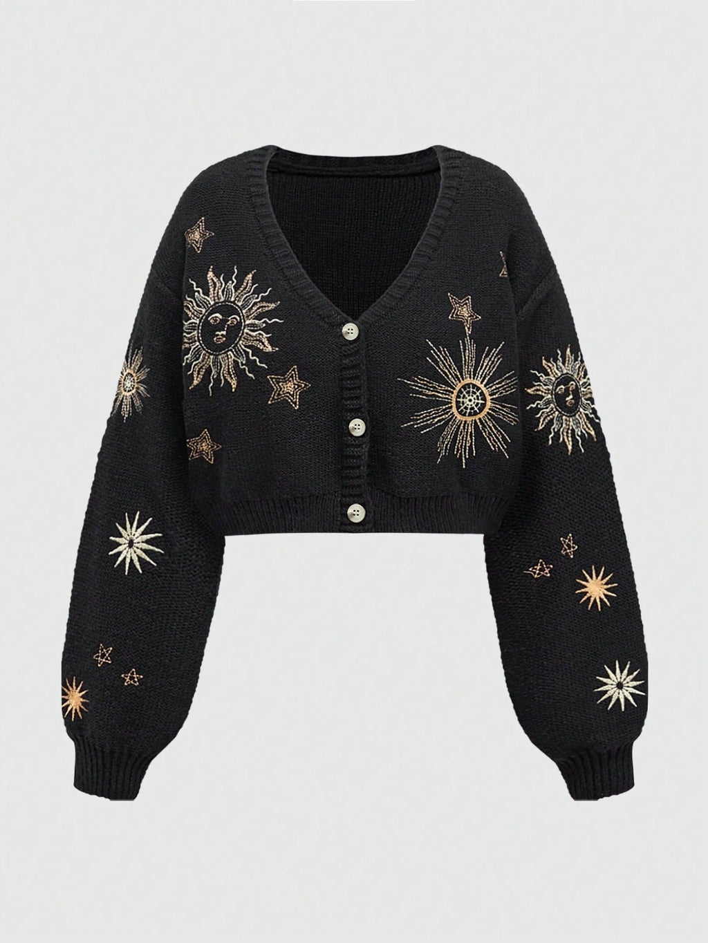 Damen Strickjacke mit kunstvollem Sonnen- und Sternenstick WW