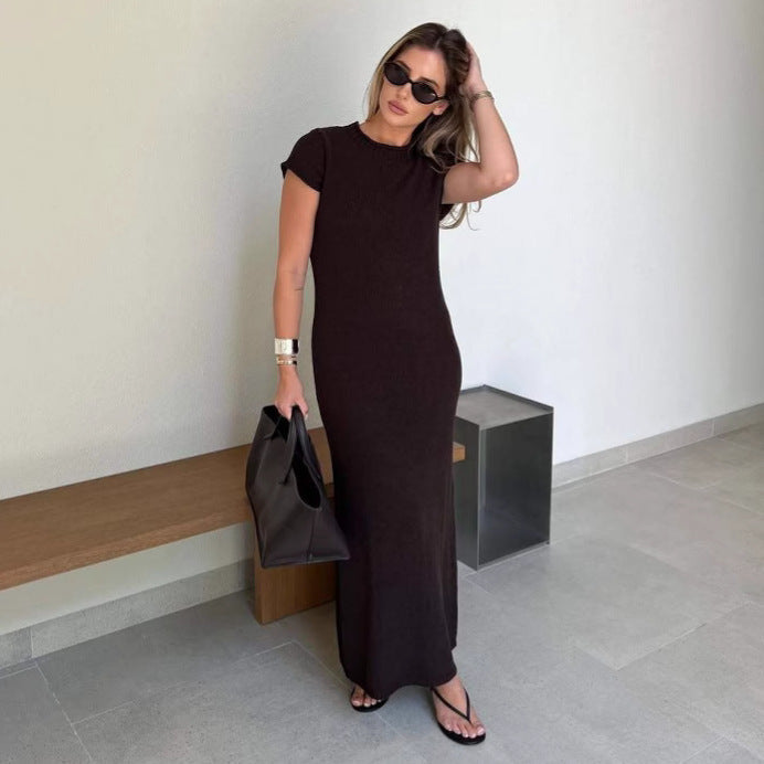 Damen Maxikleid mit strukturiertem Strickmuster und leichtem Gewicht WW