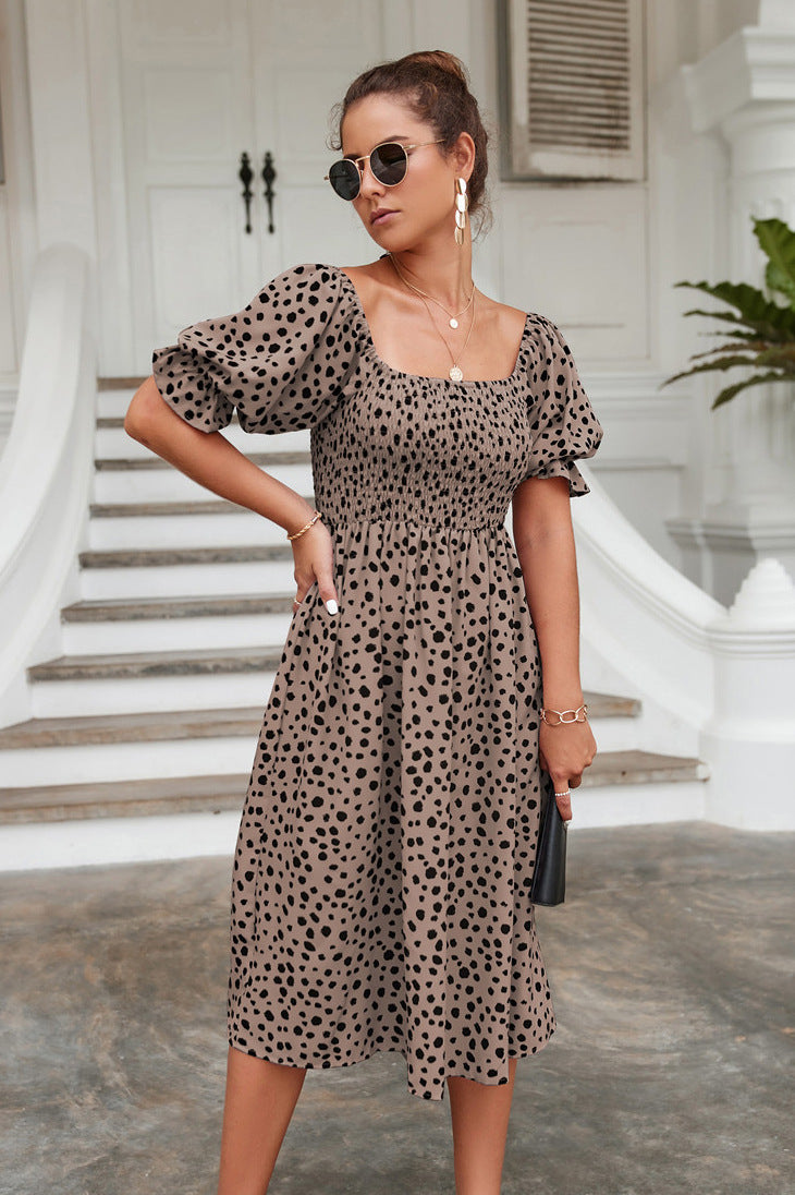 Damen Midi-Kleid mit Poetic Polka-Dots und elastischem Bund WW