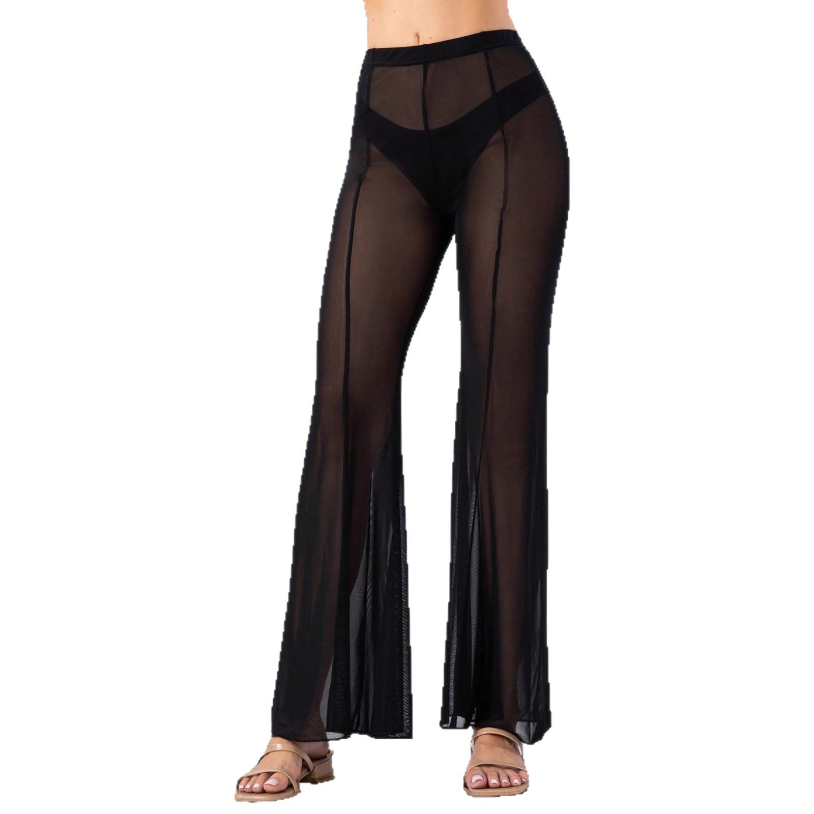 Damen Transparente Strandhose mit weitem Bein WW