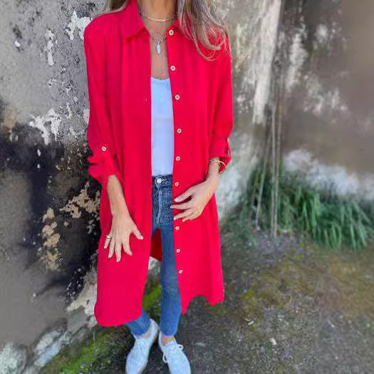 Damen Longbluse mit elegantem Schnitt und lässigen Details WW