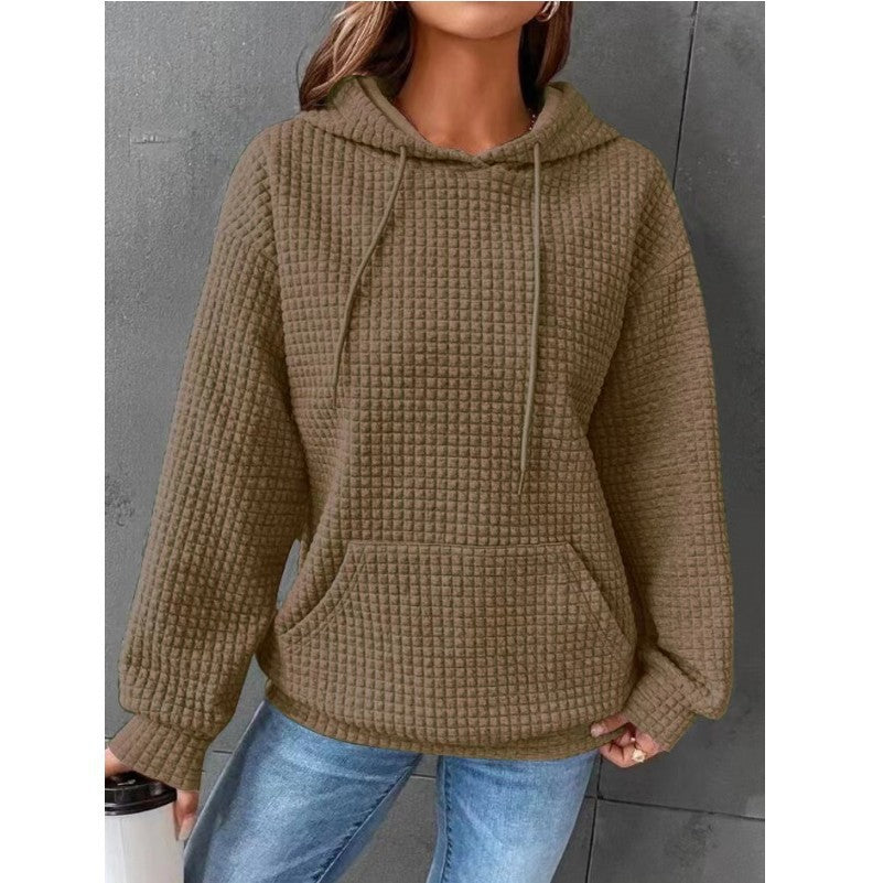 Damen Texturiertes Waffle Strick Hoodie WW
