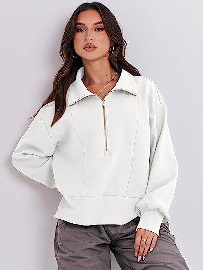 Damen Freizeit Viertel-Reißverschluss Pullover WW