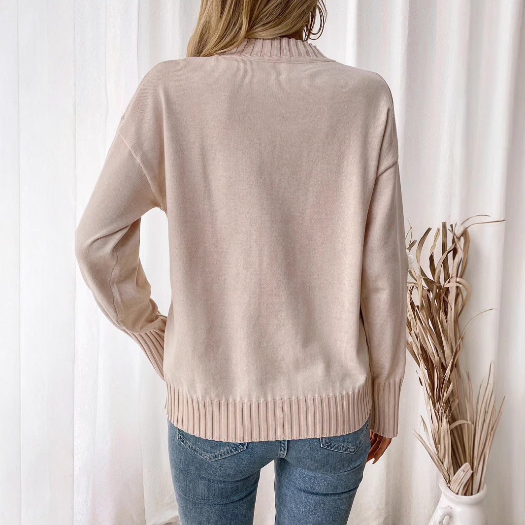 Damen Strickpullover mit floralem Design und Rippbündchen WW