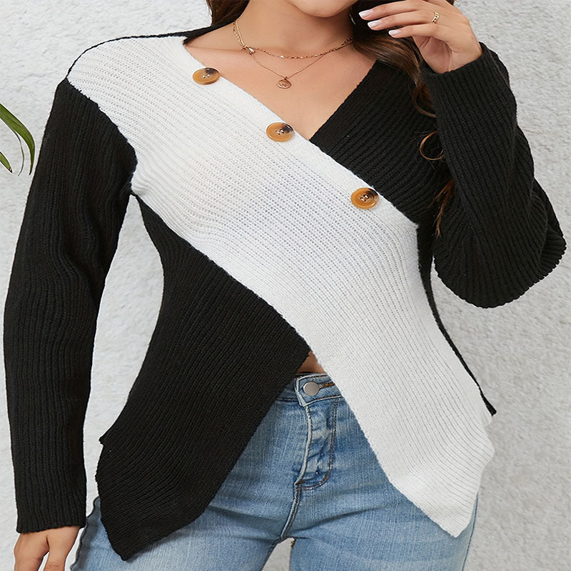 Damen Strickjacke mit asymmetrischem Design und vintage Knopfdetails WW