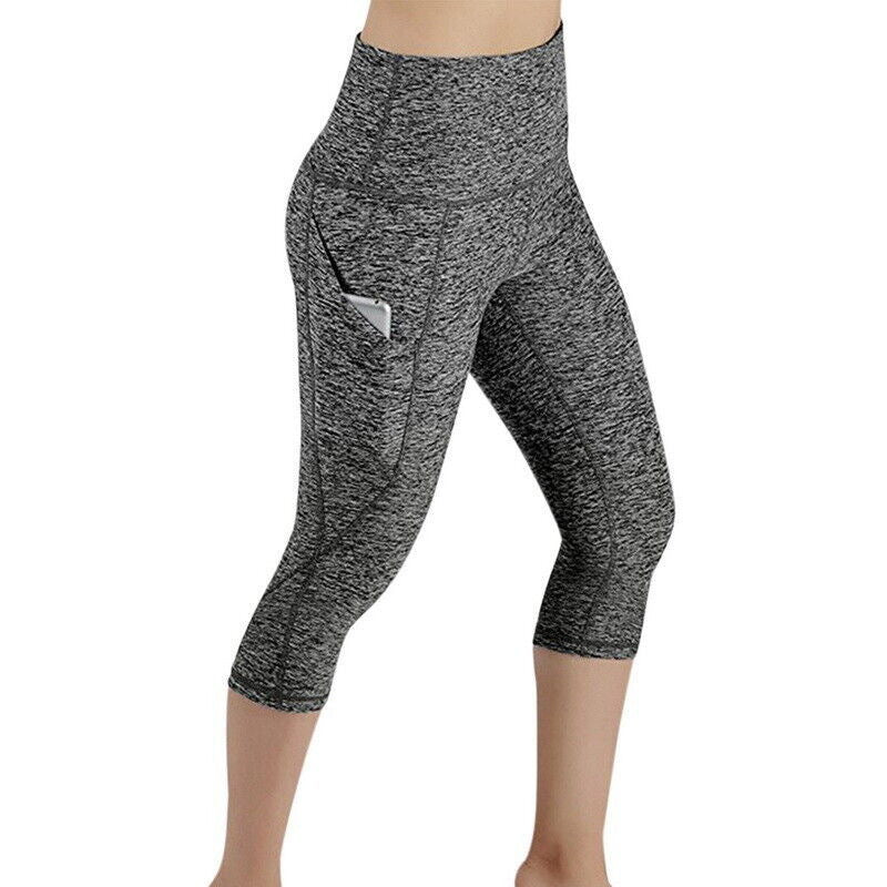 Damen Sportliche Capri-Leggings mit Seitentaschen und hohem Bund WW