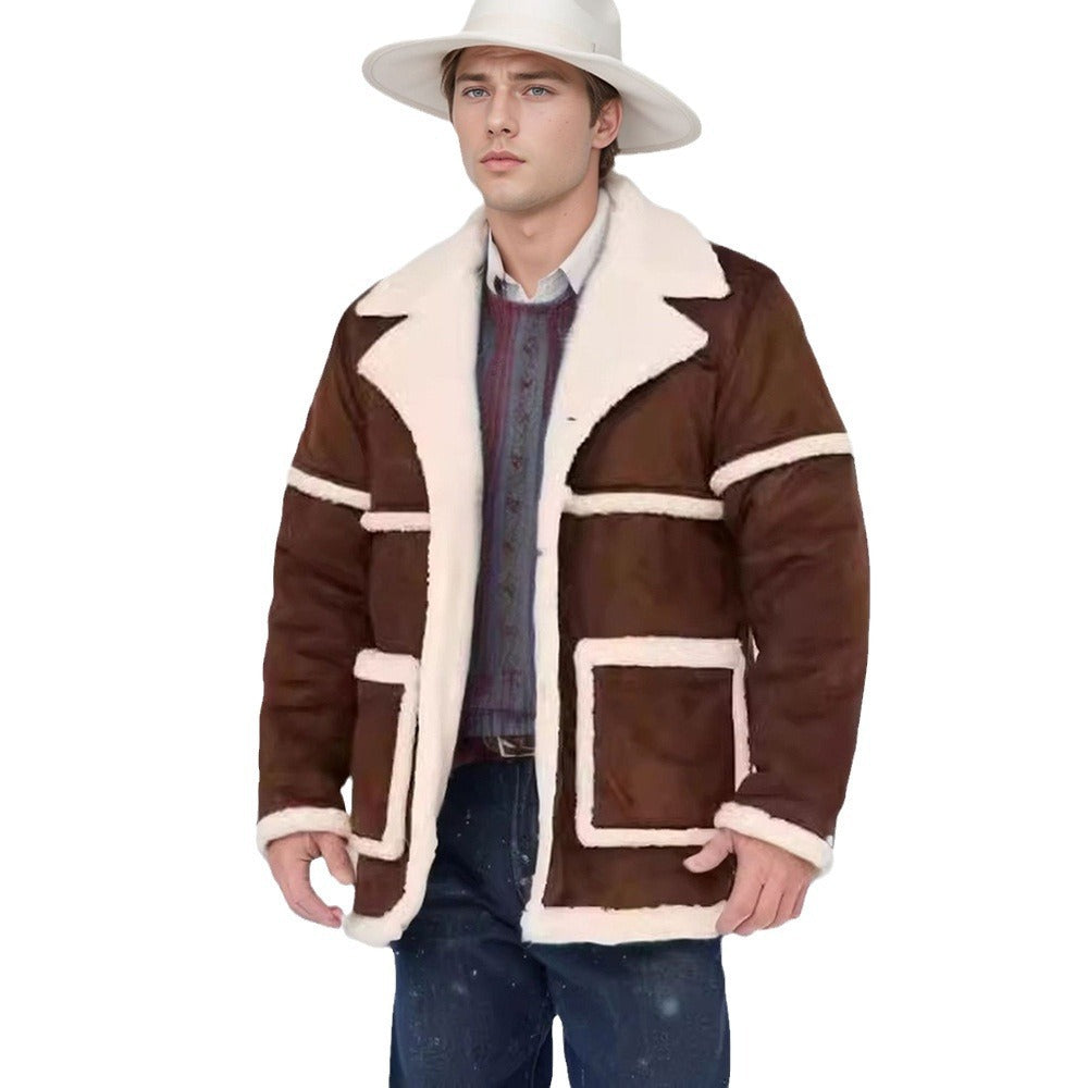 Herren Lammfelljacke mit vollem Kunstfellfutter und praktischen Taschen WW
