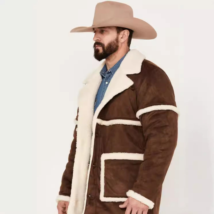Herren Lammfelljacke mit vollem Kunstfellfutter und praktischen Taschen WW