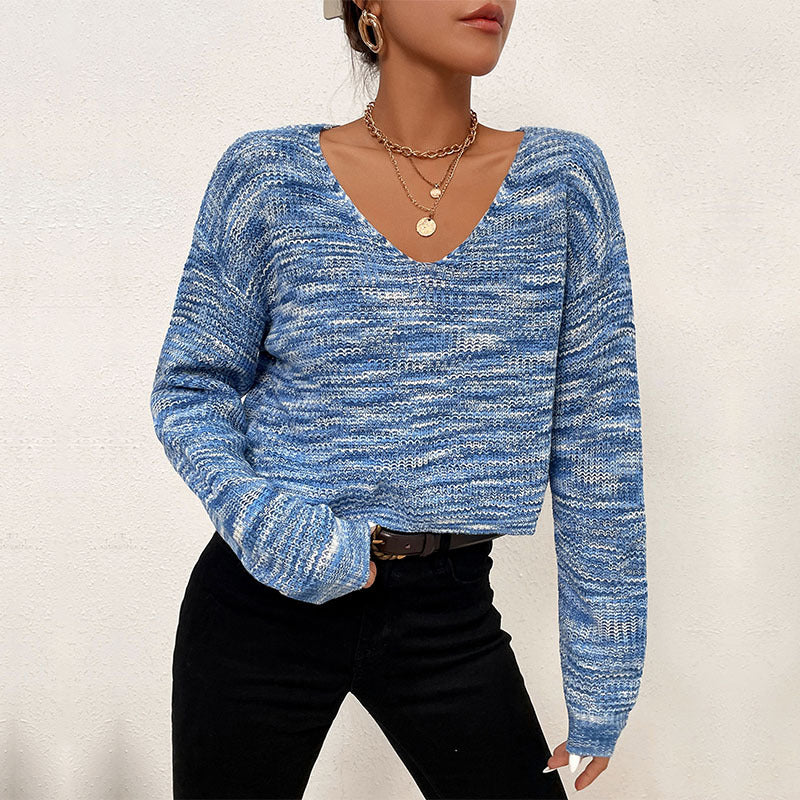 Damen kreativer Crop-Pullover mit asymmetrischem Ausschnitt und strukturiertem Strickdesign WW