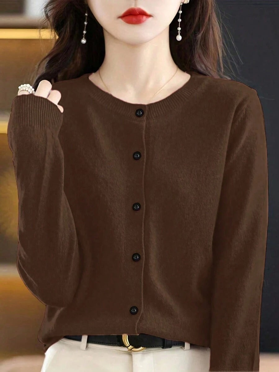 Damen Feine Strickjacke mit Knopfleiste und weichem Material WW