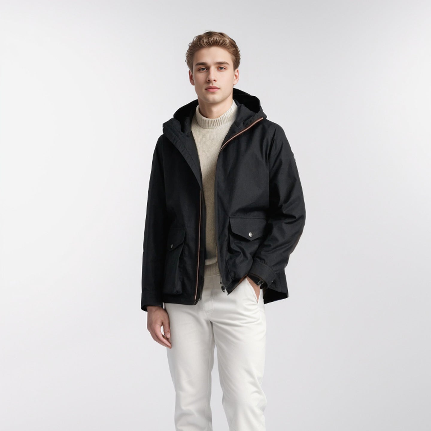 Herren Übergangsjacke mit praktischen Taschen und verstellbarem Kapuzenkragen WW