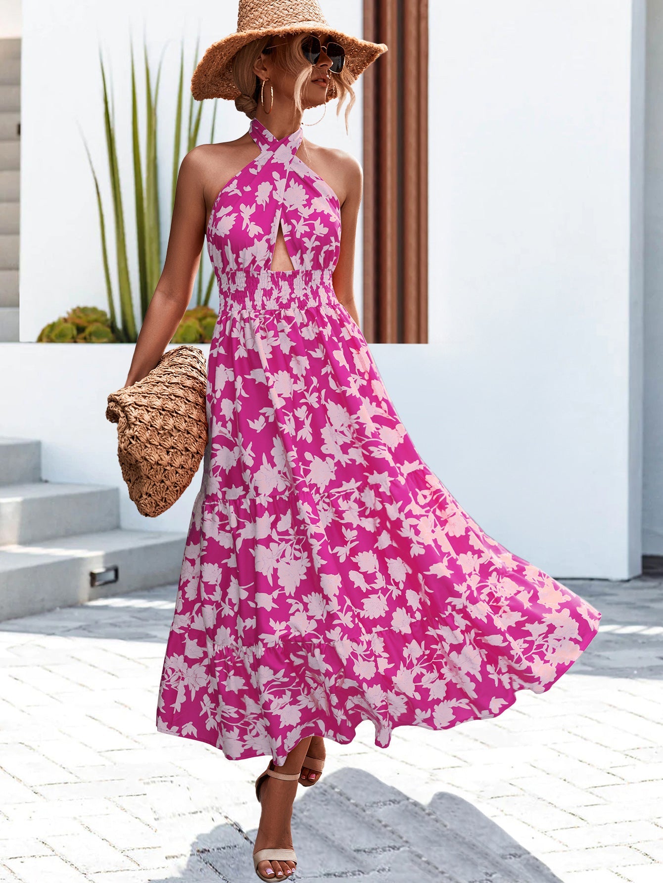 Damen Maxikleid mit tiefem Ausschnitt und eleganter Cut-Out-Detail WW