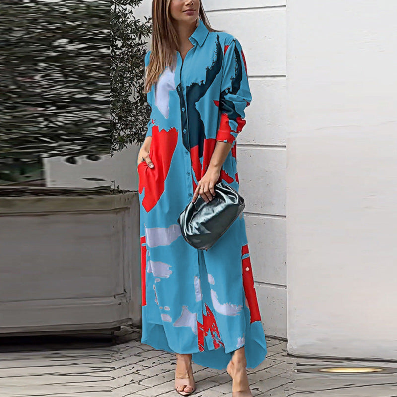Damen Maxi-Hemdrobe mit buntem Kunstdesign WW