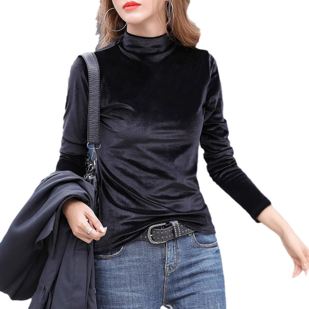 Damen Elegantes Veloursoberteil mit hohem Kragen WW