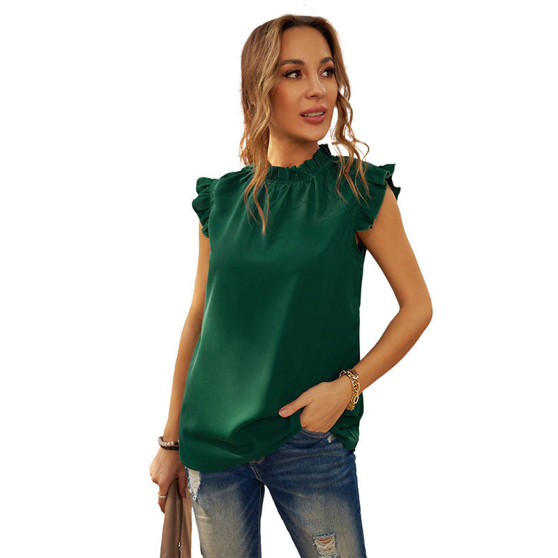 Damen elegante Bluse mit Rüschendetails WW