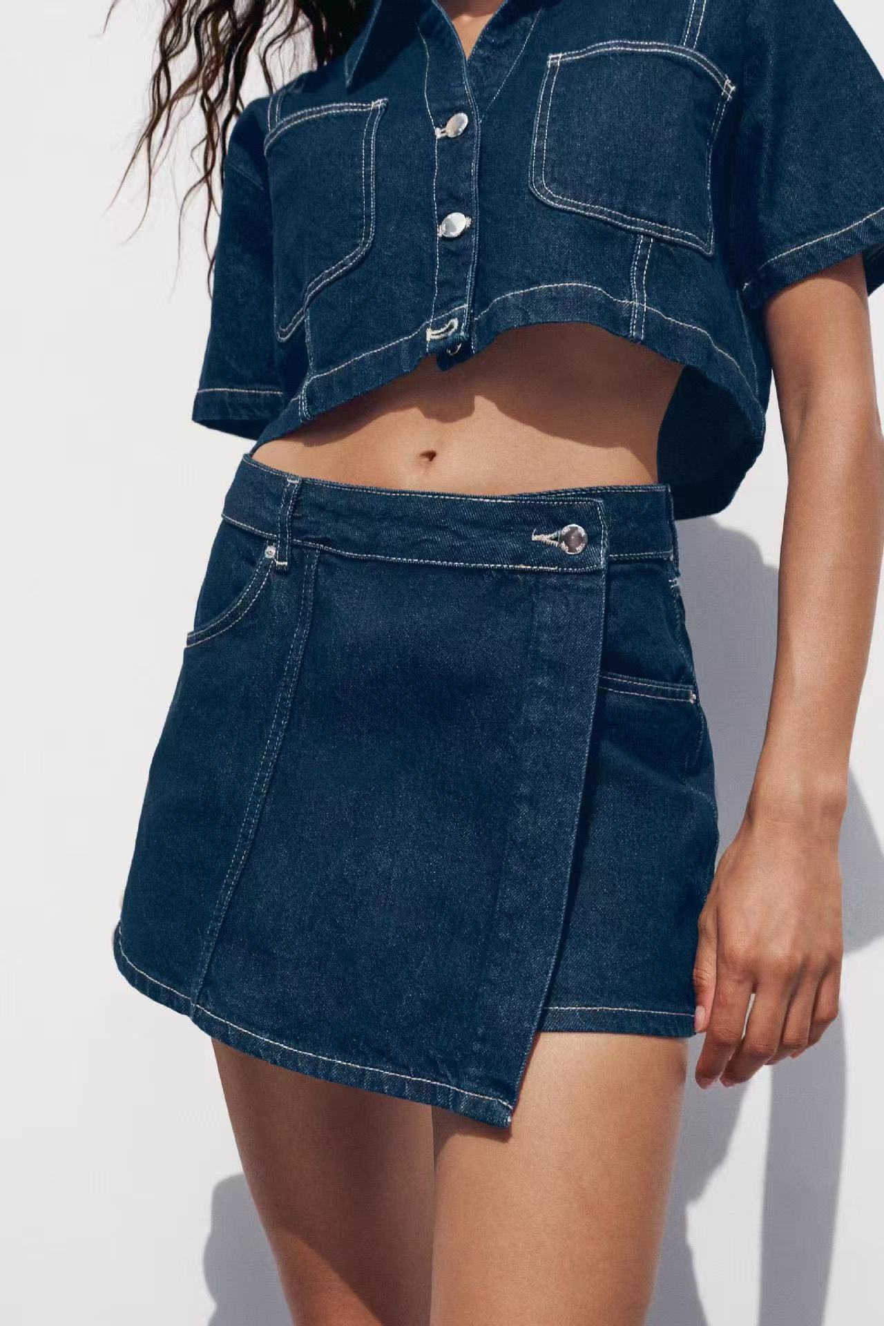 Damen Denim-Cropjacke mit aufgesetzten Taschen WW