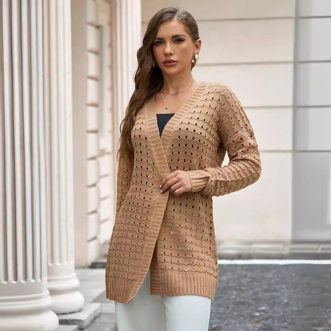 Damen Strickjacke mit luftiger Lochmuster-Optik WW