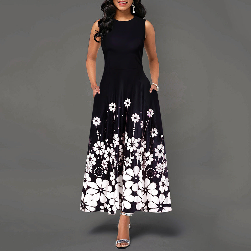 Damen Maxikleid mit elegantem Floralprint und praktischen Taschen WW