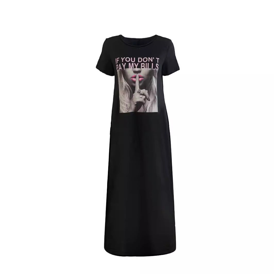 Damen Komfortables Baumwoll-Maxi-Kleid mit grafischem Druck WW