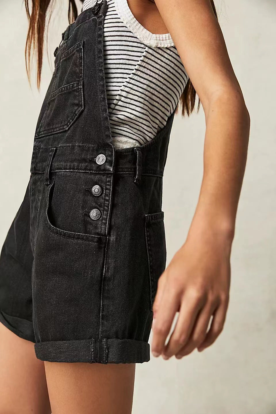 Damen Jeans-Latzshorts WW