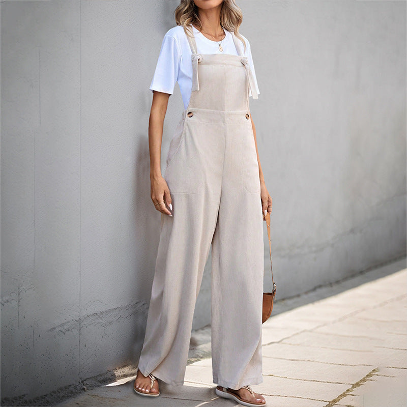 Damen Lässiger Overall mit weitem Bein und verstellbaren Trägern WW