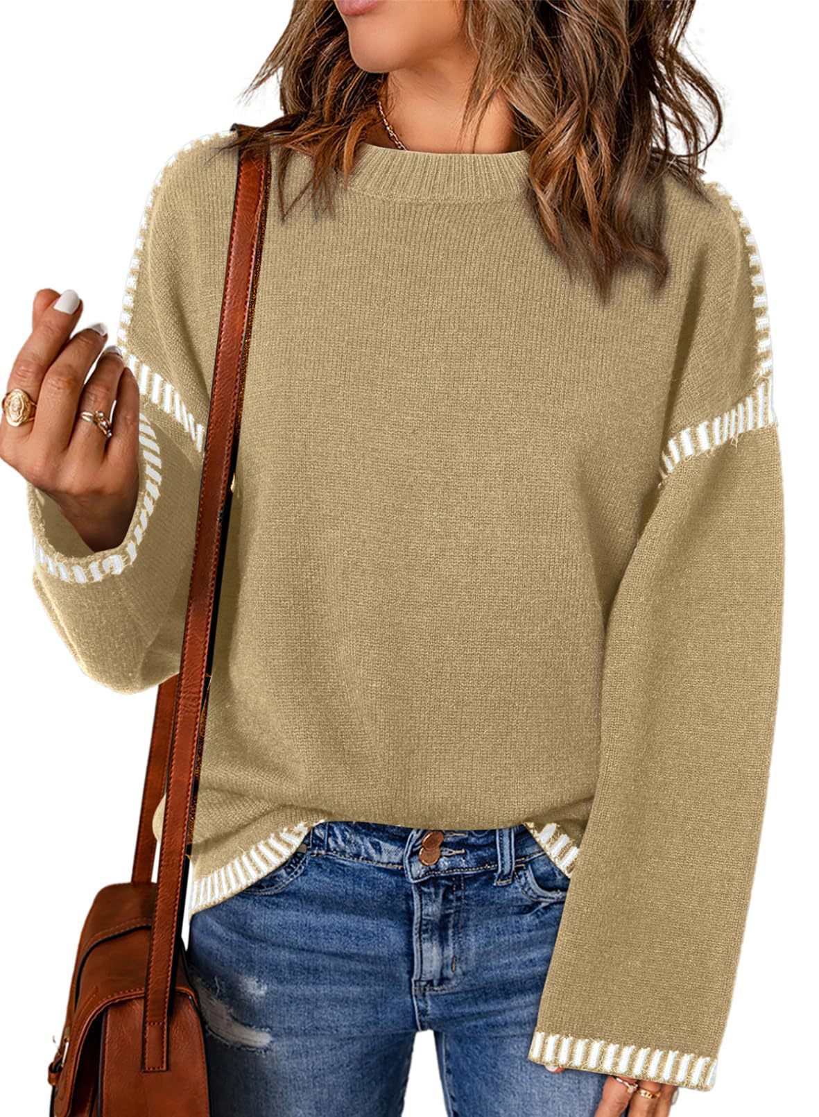 Damen lässiger Pullover mit strukturiertem Detail und seitlichem Schlitz WW