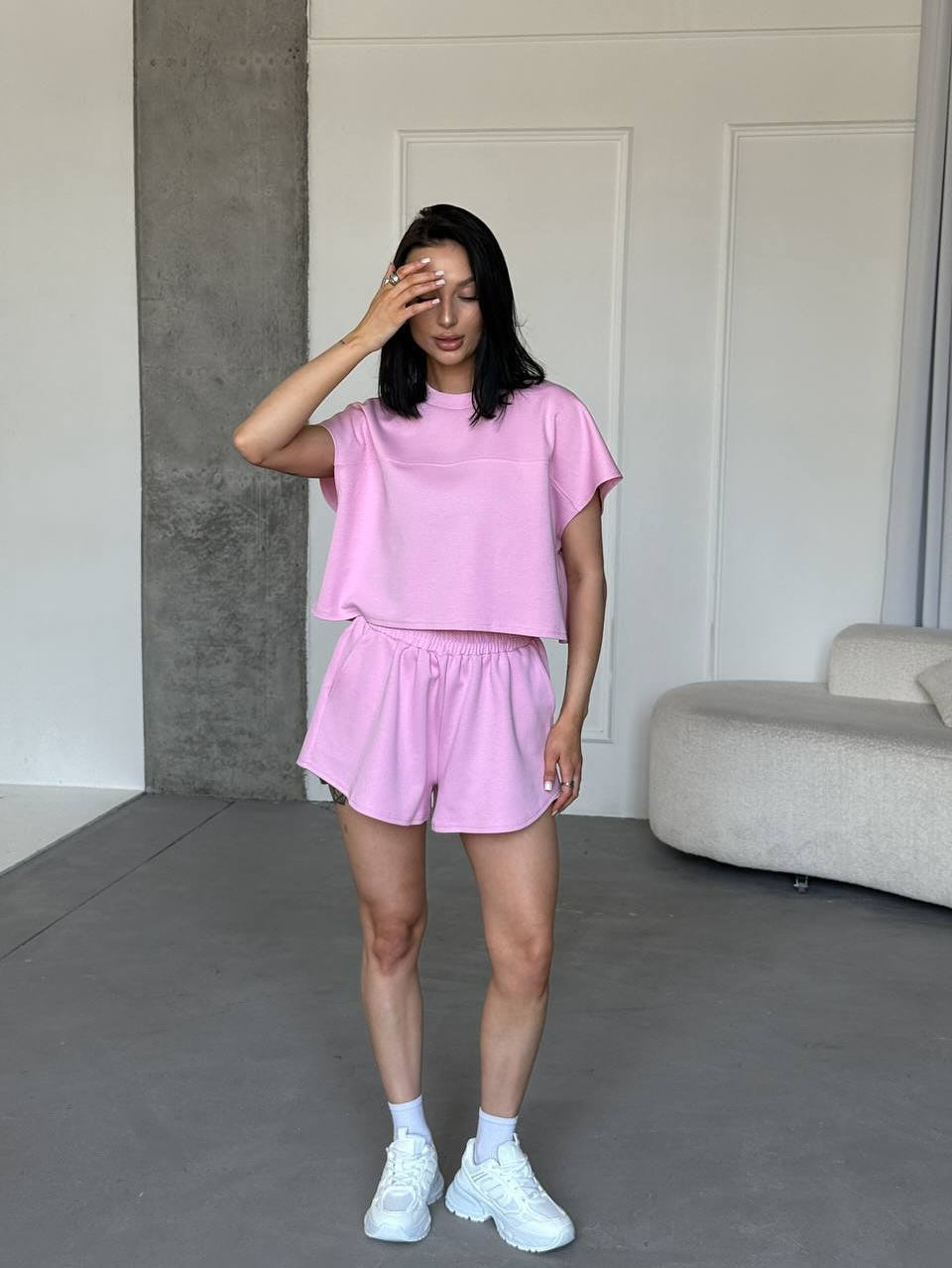 Damen Sportliches Kurzarm-Oberteil und Shorts-Set WW
