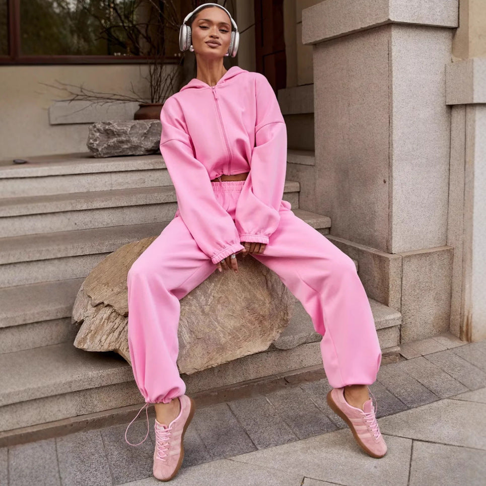 Damen sportliches Oversized Hoodie- und Jogginghosen-Set WW