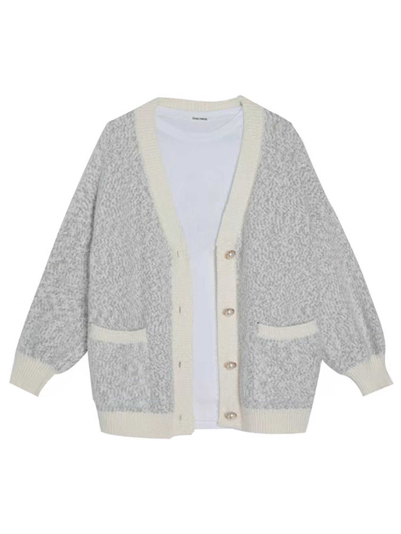 Damen oversized Strickjacke mit praktischen Taschen und stilvollen Knopfdetails WW