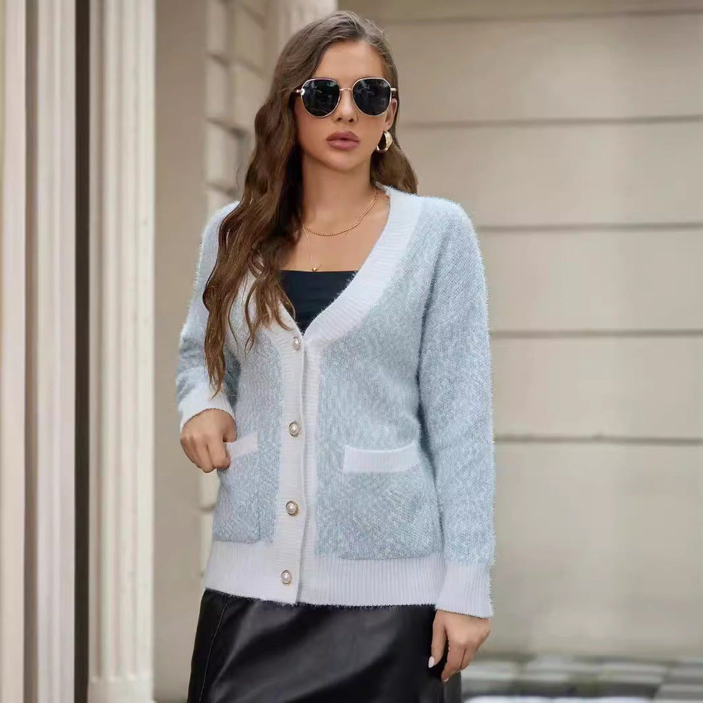 Damen oversized Strickjacke mit praktischen Taschen und stilvollen Knopfdetails WW