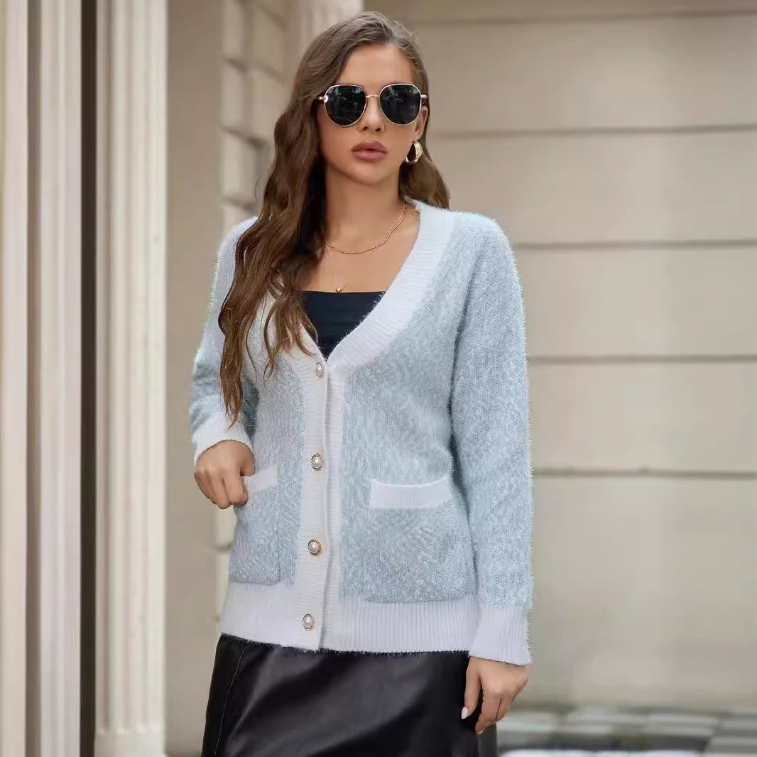 Damen oversized Strickjacke mit praktischen Taschen und stilvollen Knopfdetails WW