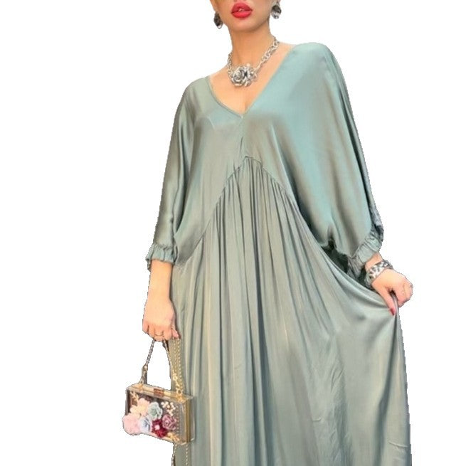 Damen Maxi-Kleid mit weit geschnittenem Design und elegantem V-Ausschnitt WW