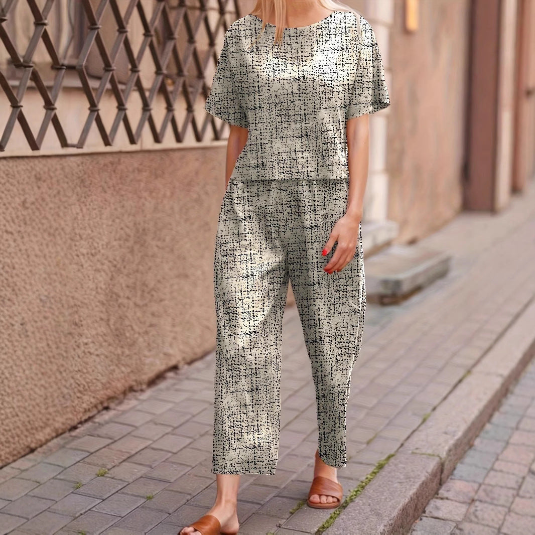 Frauen Stilvolles Lässiges Zweiteiliges Outfit WW