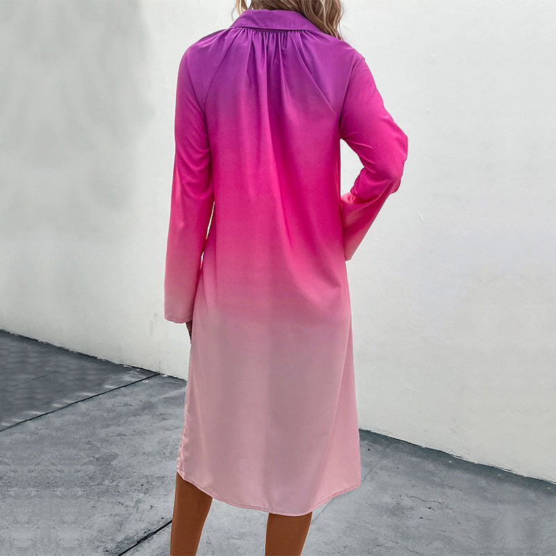 Damen Hemdblusenkleid mit elegantem Farbübergang WW