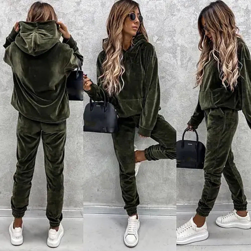 Damen kuscheliges Fleece-Set mit oversized Hoodie und bequemen Jogginghosen WW