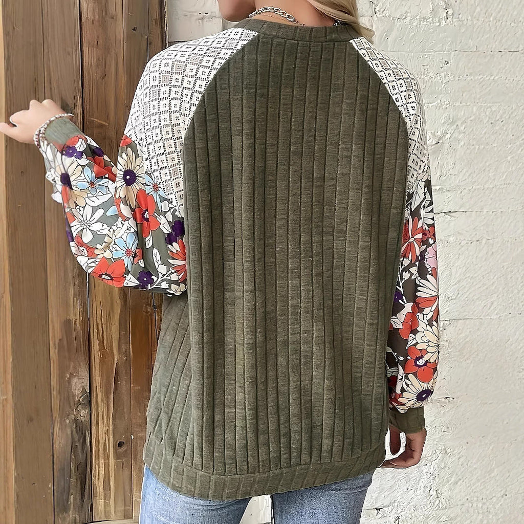 Damen Künstlerischer Blumensleeve Pullover WW