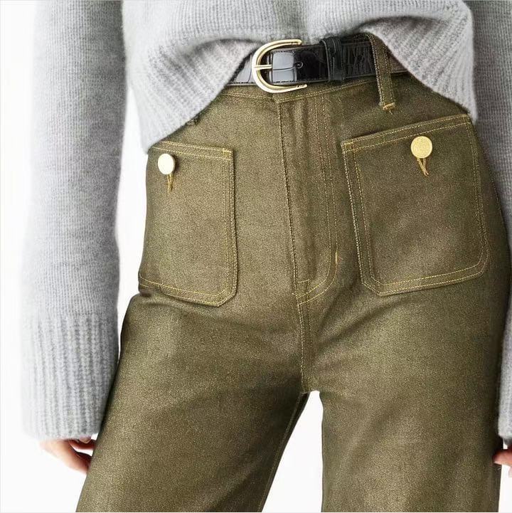 Damen Weite Jeans mit modischem Saum WW