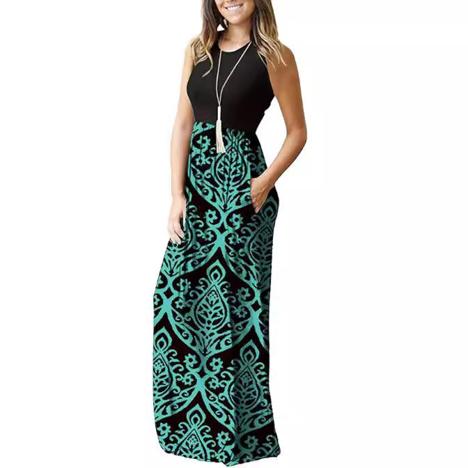 Damen Maxikleid mit elegantem floralem Muster und praktischen Taschen WW