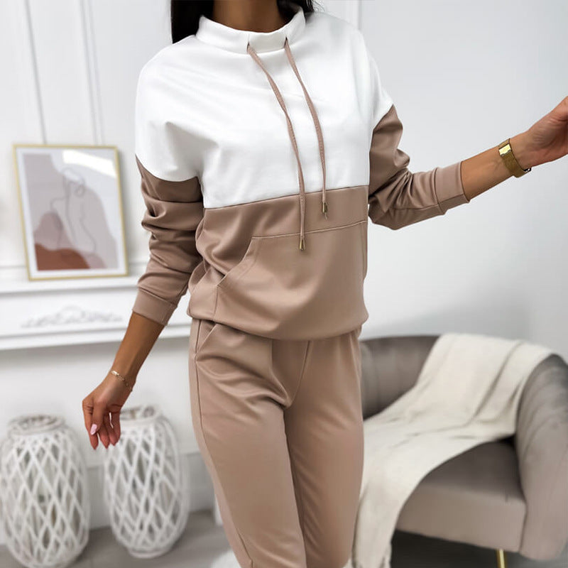 Damen sportliches Set aus Hoodie und Jogginghose mit stylischen Farbblöcken WW