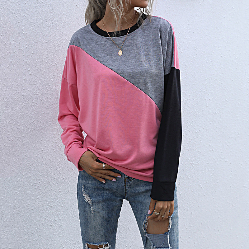 Damen Sportliches Sweatshirt mit modischem Farbblockdesign WW