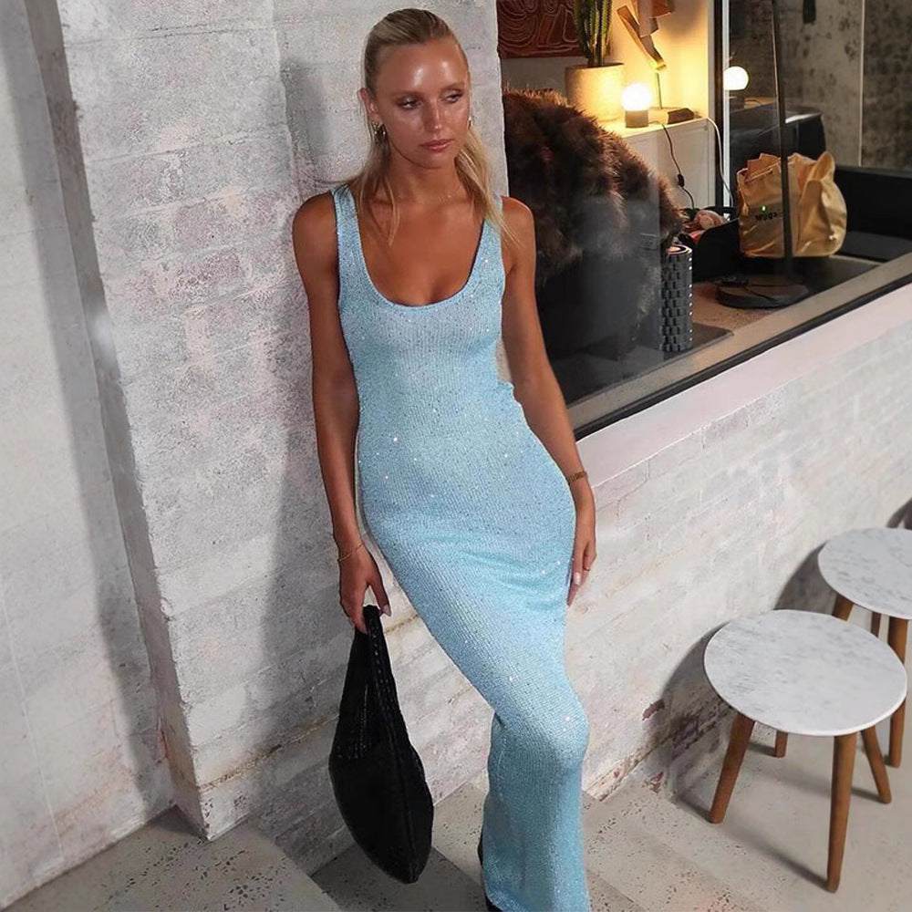 Damen Maxikleid aus elastischem Strickstoff WW