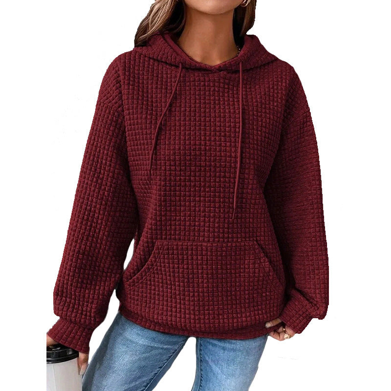 Damen Texturiertes Waffle Strick Hoodie WW
