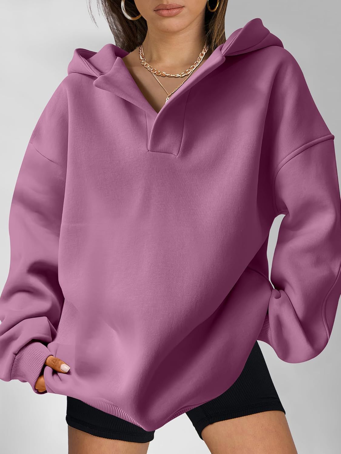 Damen Oversized Kapuzenpullover mit modischem Schnitt und legerem Look WW